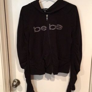 Bebe hooded jacket with Bebe logo in back
